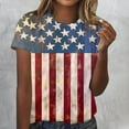 thumbnail image 1 of Fourth of July Womens T Shirt Patriotic T Shirts Women American Flag Shirt Women Independence Day Womens Tops Womens American Flag Tee Causal Round Neck Printed Blouse Short Sleeve T-Shirt Summer, 1 of 4