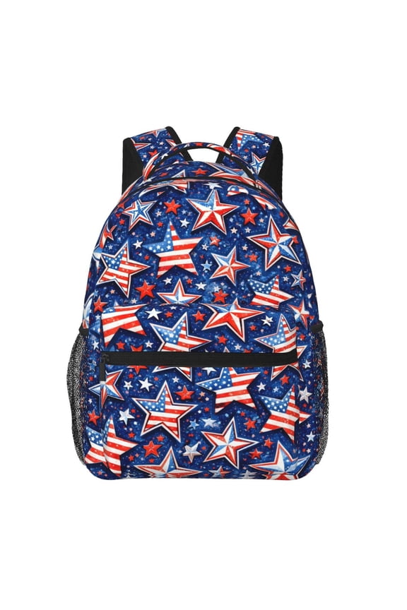 Fourth Of July American Flag Star Pattern Backpack Lightweight Rucksack Travel Bag for Men and Women