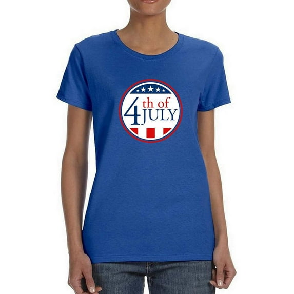 Fourth Of July Badge Shaped T-Shirt Women -Image by Shutterstock, Female Medium