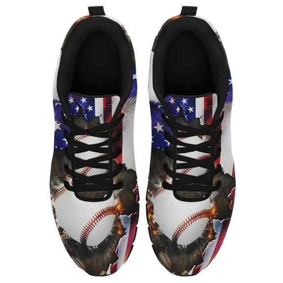Fourth Of July Baseball Running Shoes Sneakers Mesh Black Size 3.5