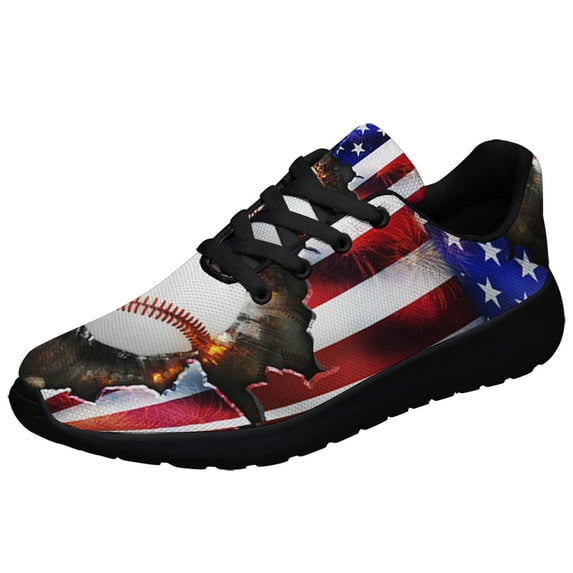 Fourth Of July Baseball Shoes Sneakers for Women Men Black Size 5