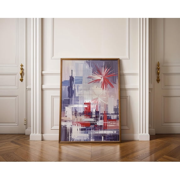Red Firework Recipes Fourth Of July Fireworks Wall Art Print, Red White Blue Americana ...