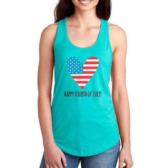 Fourth Of July Flag Heart Racerback Tank Women -Image by Shutterstock, Female x-Small