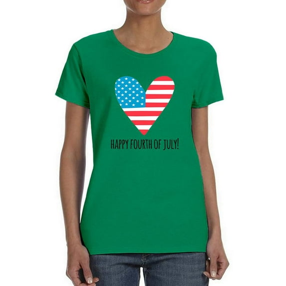 Fourth Of July Flag Heart T-Shirt Women -Image by Shutterstock, Female 5X-Large