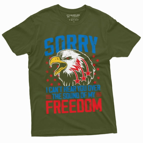 Fourth Of July Funny Shirt Freedom American Usa Patriotic Eagle Tee Shirt 4Th Party Shirt (4X-Large Military Green)