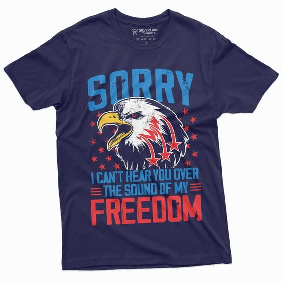 Fourth Of July Funny Shirt Freedom American Usa Patriotic Eagle Tee Shirt 4Th Party Shirt (Large Navy Blue)