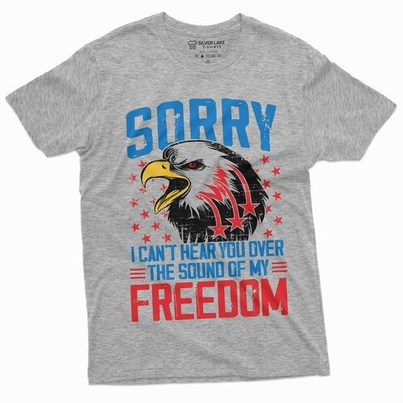 Fourth Of July Funny Shirt Freedom American Usa Patriotic Eagle Tee Shirt 4Th Party Shirt (Small Gray)