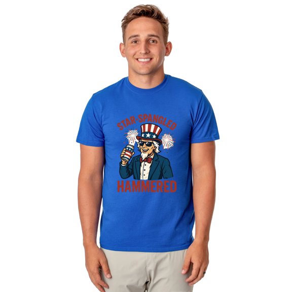 Fourth Of July Men's Star-Spangled Uncle Sam Parody Funny Short-Sleeve T-Shirt