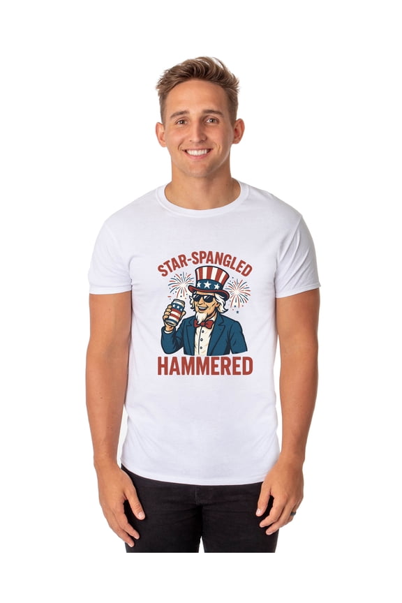 Fourth Of July Men's Star-Spangled Uncle Sam Parody Funny Short-Sleeve T-Shirt