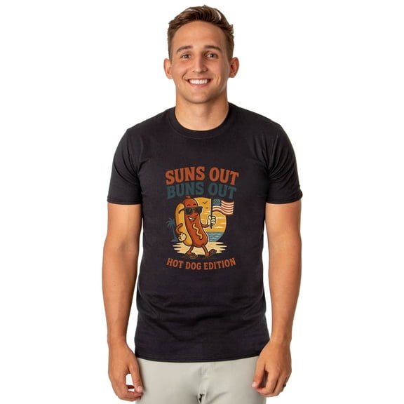 Fourth Of July Men's Suns Out Buns Out Hot Dog Edition 4th Of July BBQ Novelty Funny T-Shirt