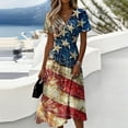 thumbnail image 1 of Fourth Of July Outfits for Women Independence Day Sun Dress A Line Short Sleeve Dressy Cocktail Party Dress, 1 of 5