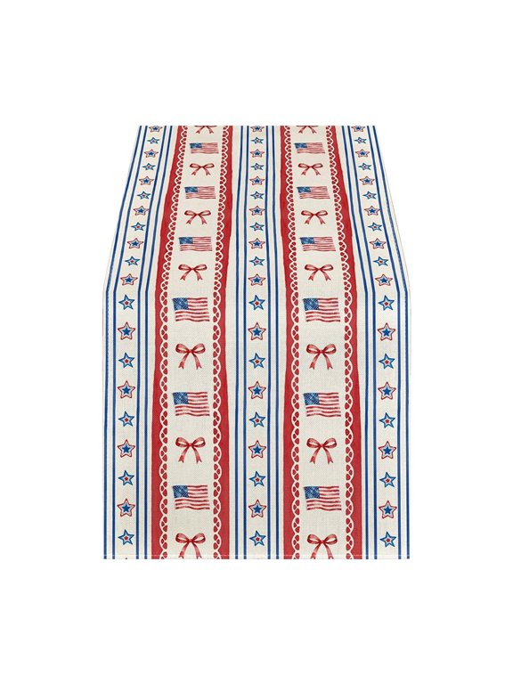 Fourth Of July Red White And Blue Table Runner Memorial Day Patriotic Decorations Americana Star Table Runners For Holiday Home Farmhose Deco B