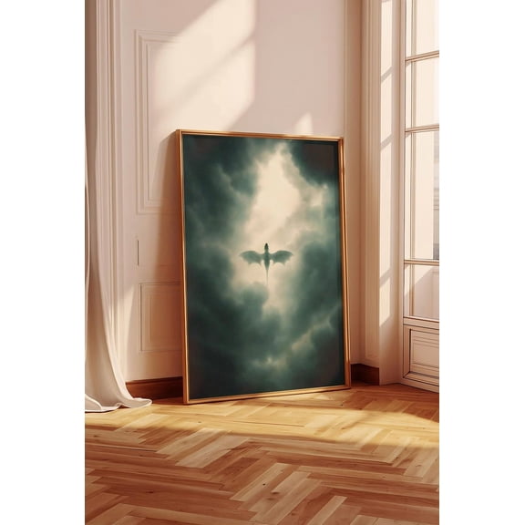 Fourth Wing Dragon Rider Art Print: Gothic Fantasy Wall Décor 8x12 UNFRAMED