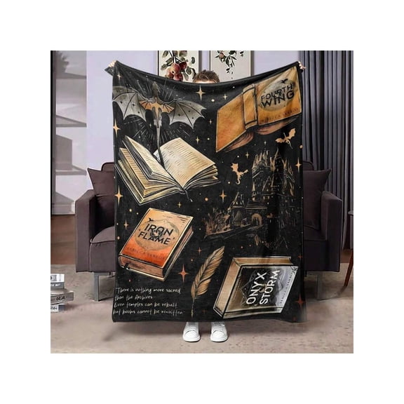 Fourth Wing Series Book Elements Blanket |   Restore Classic Books,, Castles, Book Enthusiast / Use