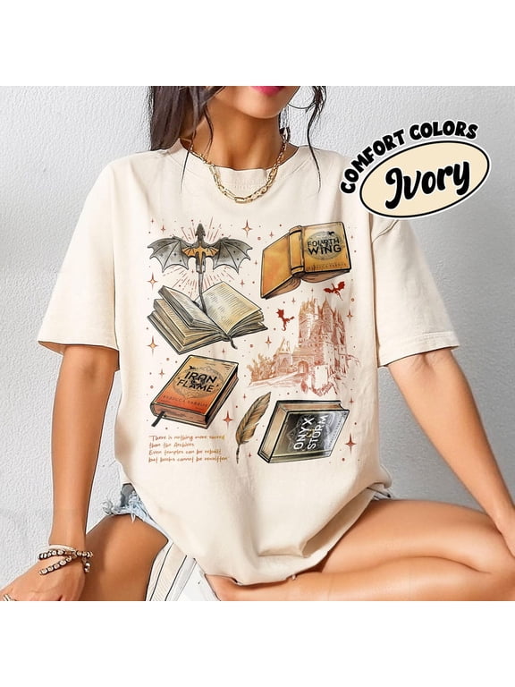 Fourth Wing Series Comfort Colors Shirt For Fans Shirt, War College T-Shirt, Dragon Rider Tee, Book Merch Gift,Ivory color,size M
