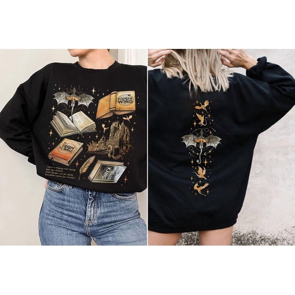 Fourth Wing Series Two Sided Sweatshirt For Fans, War College Crewneck, Dragon Rider Hoodie, Book Merch