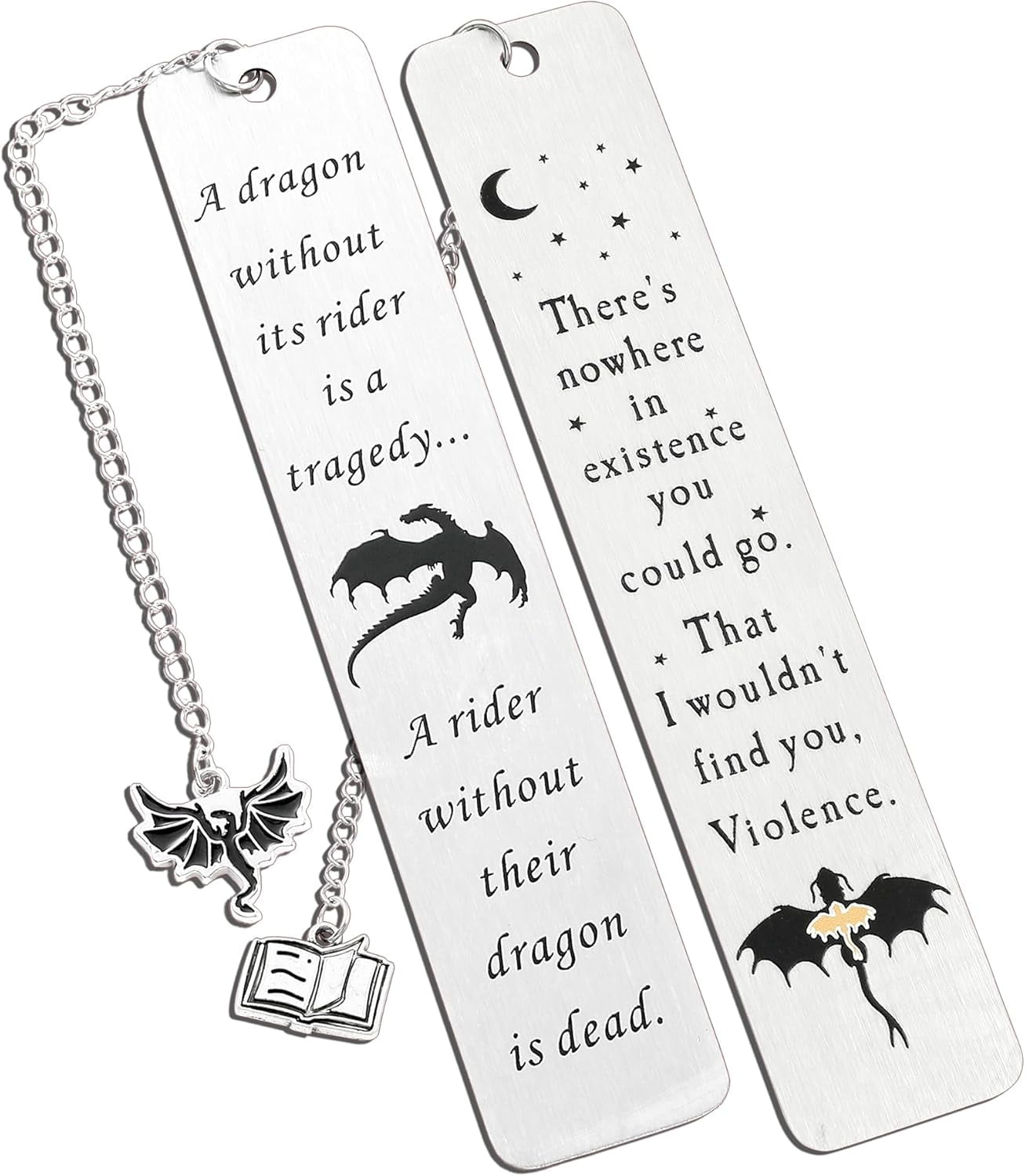 Fourth Wing Stainless Steel Bookmarks, Set of 2, Flying Dragon Metal ...