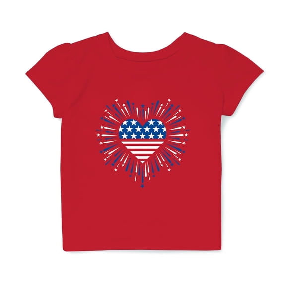 Fourth of July 4th Tee Shirt USA American Flag T-Shirt Toddler Girls 2T