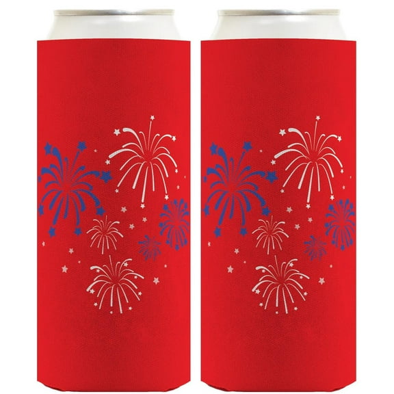 Fourth of July Accessories Fireworks 2-Pack Ultra Slim Can Thermocoolers