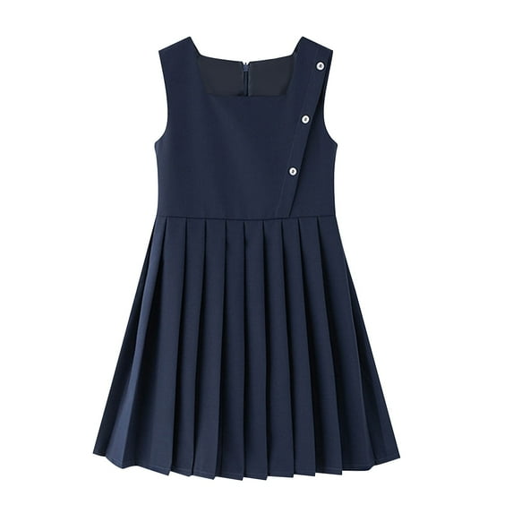Fourth+of+July+Deals Girls School Uniform Dress Cute Pleated Knee Length Sleeveless Preppy Jumper A- Line Dresses for Kids 3-14Y Today's Deals