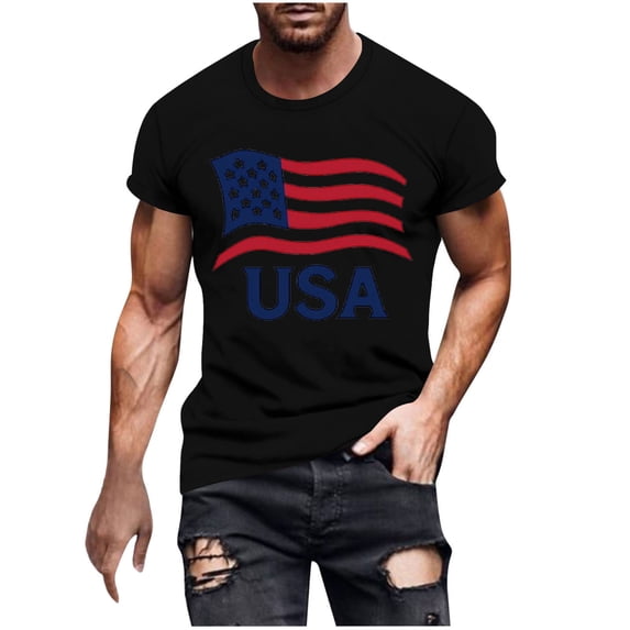 ZVNAΖH Men's Patriotic Shirts USA Flag Short Sleeve T Shirt Independence Day T-Shirt