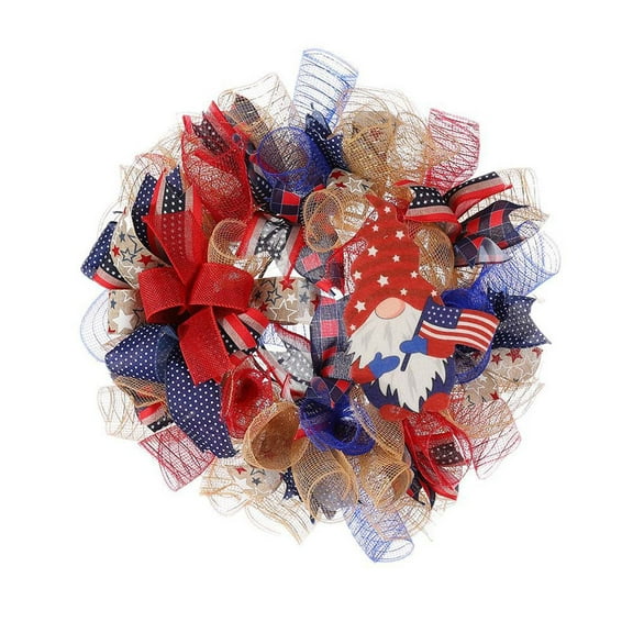 Fourth of July Decorative Wreath for Door Front/Wall/Window Independence Day Indoor/Outdoor Decor Props Holiday/Party Decoration Wreath Props