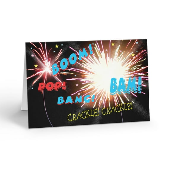 Fourth of July Fireworks (BOOM) Greeting Cards - 12 Greeting Cards, Size 4.5 x 6