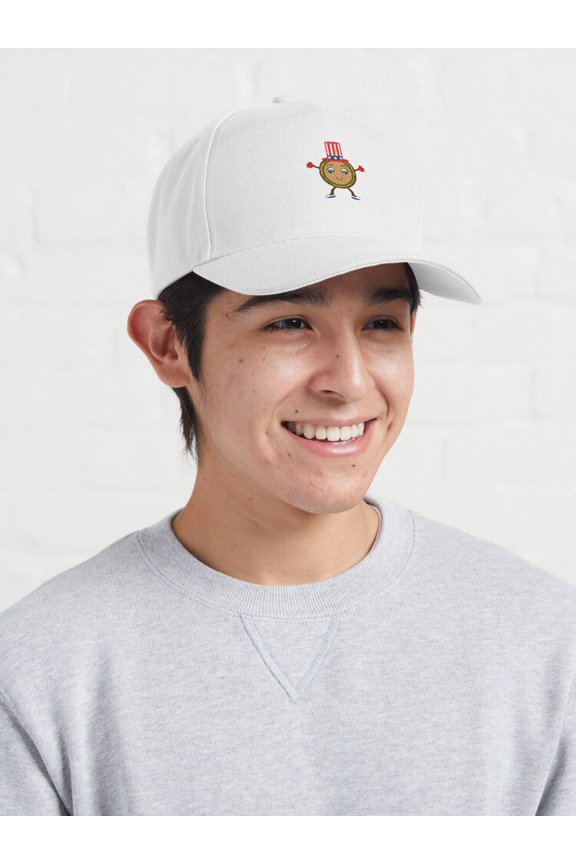 Fourth of July Hamburger Baseball Cap, American Holiday Food Graphic Design, Classic Hat