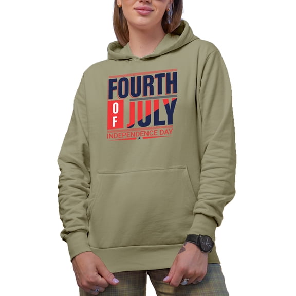 Fourth of July Independence Day, Sand Hooded Sweatshirt or Hoodie, Small