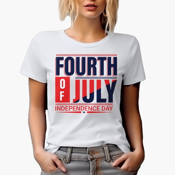 Fourth of July Independence Day, White T-Shirt, Small