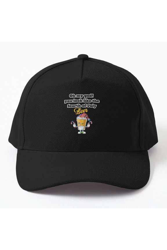 Fourth of July Look Baseball Hat, Oh My God American Celebration Statement Design, Classic Cap