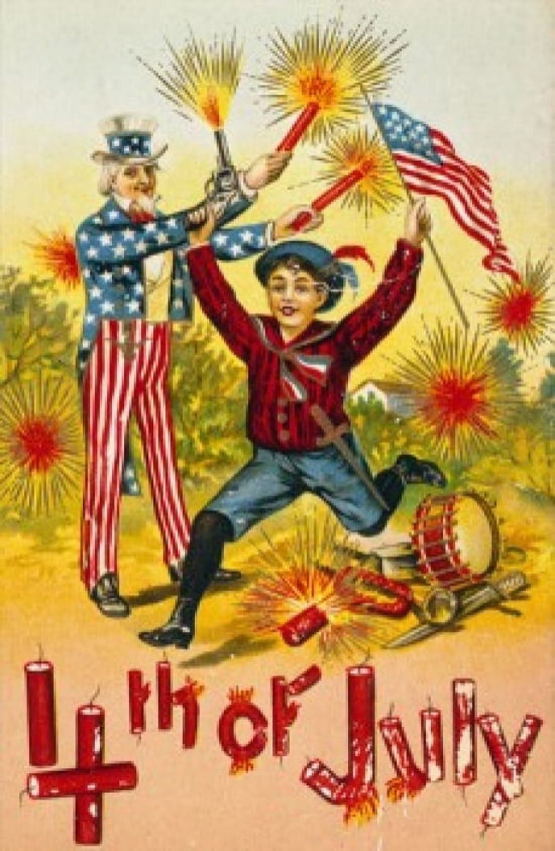 Fourth of July Nostalgia Cards Illustration Canvas Art - (24 x 36)
