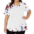 thumbnail image 1 of Fourth of July Nurse Scrub Tops for Women Plus Size V Neck Pattern Short Sleeve Healthcare Workwear Red XL, 1 of 4