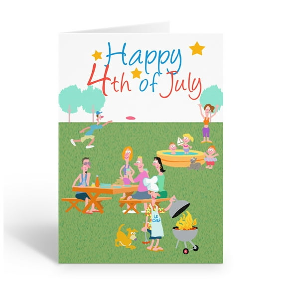 Fourth of July Picnic/BBQ Patriotic Greeting Cards - 12 Greeting Cards, Size 4.5