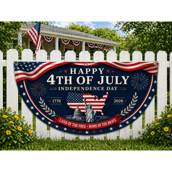 Fourth of July Semicircle Banner Patriotic USA Outdoor Decor for Independence Day