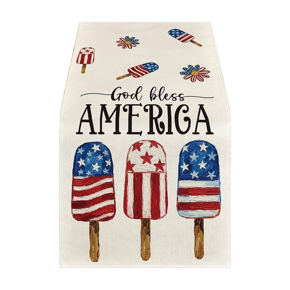 Clearance! Fourth of July Table Runner, 72''x13'' American Flag Patriotic Table Runners Memorial Day Vintage Kitchen Dining Tables Decor