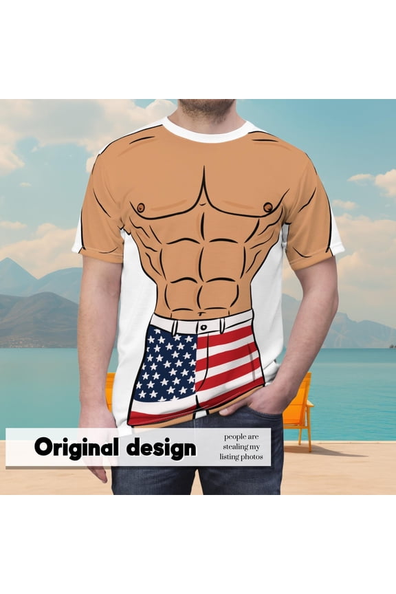 Fourth of July USA Mens Muscle Body Tshirt Bachelor Party Halloween Bod Tee Shop