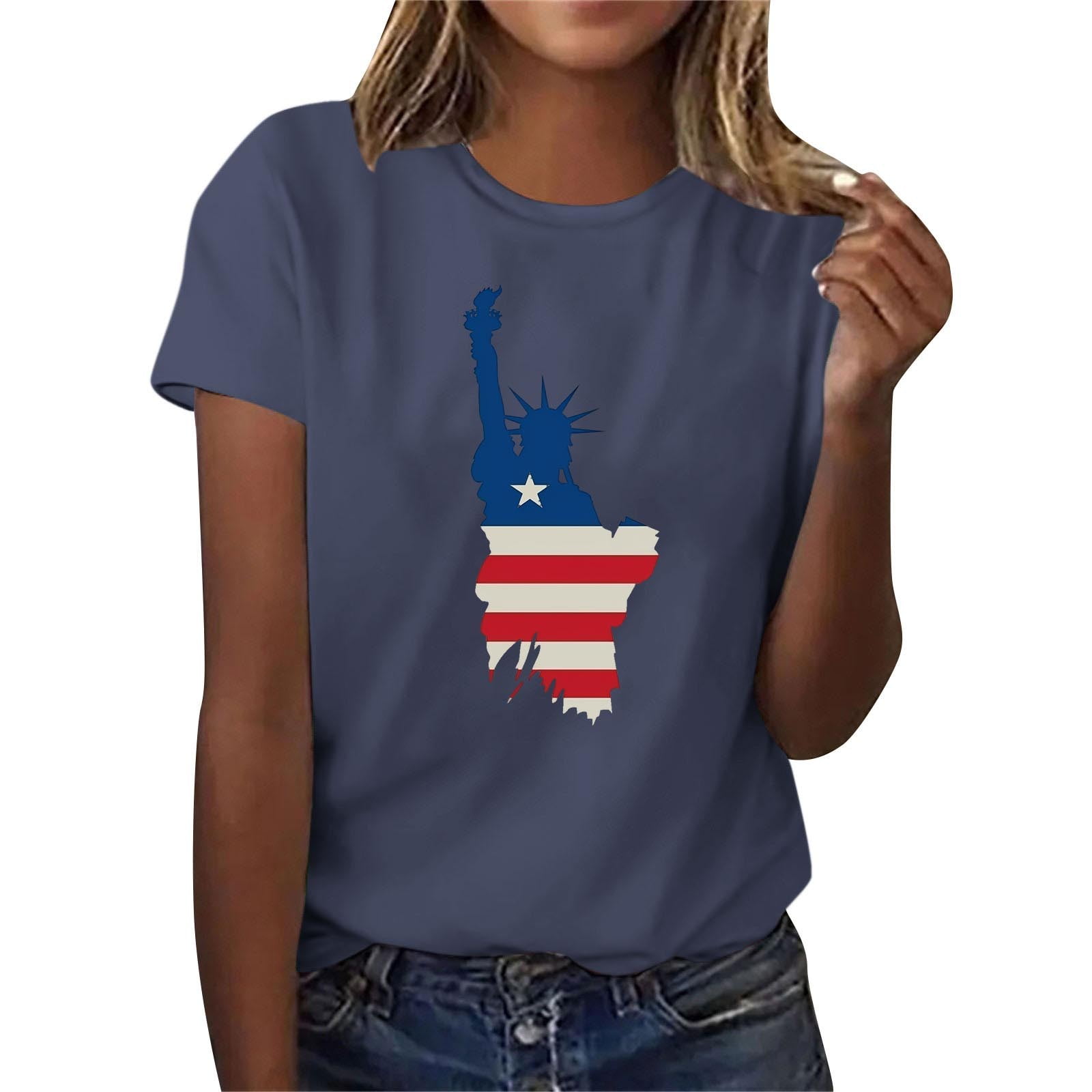 Fourth+of+July+ American Flag Patriotic T-Shirt for Women 4th of July ...