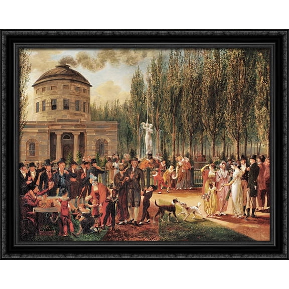 Fourth of July in Centre Square Philadelphia 34x28 Large Black Ornate Wood Framed Canvas Art by John Lewis Krimmel