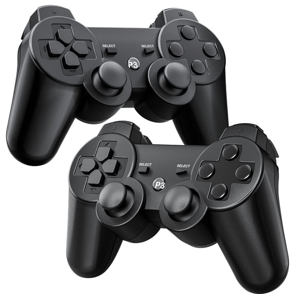 Fousixdi 2 Pack Controllers for PS-3, Compatible with PS-3 Controller Bluetooth Rechargeable Gamepad Remote