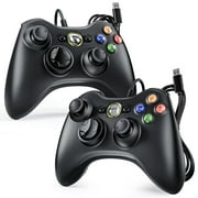Fousixdi 2Pack X-Box 360 Controller Wired, Gamepad Controller with Upgraded Joystick, Black