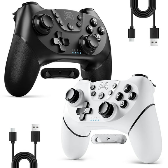Fousixdi Wireless Controller for Switch 2/Switch/Lite/OLED, 2 pack, Turbo/Ergonomic (Black&White)