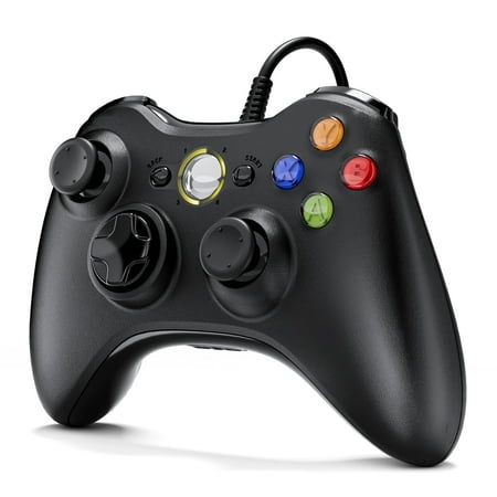 Fousixdi X-Box 360 Controller Wired, Gamepad Controller with Wired USB for Microsoft X-Box 360 & Slim Console and PC Windows XP/7/8/10, with Upgraded Joystick, Black