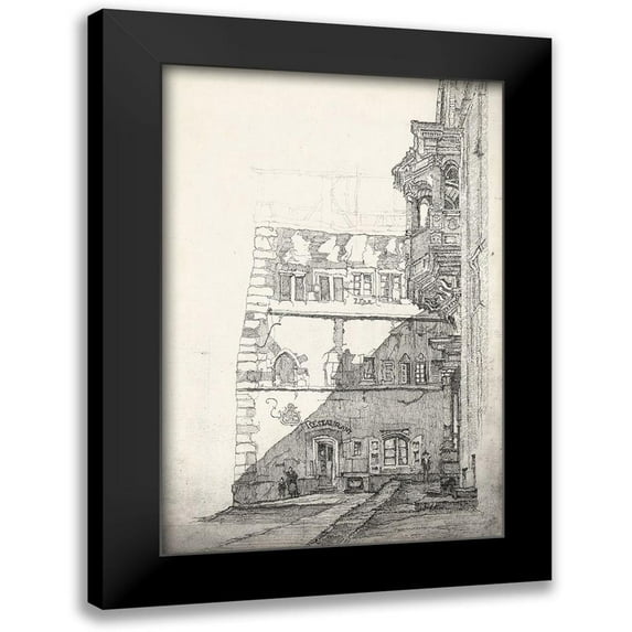 Foust, Richard 13x18 Black Modern Framed Museum Art Print Titled - European Building Sketch I