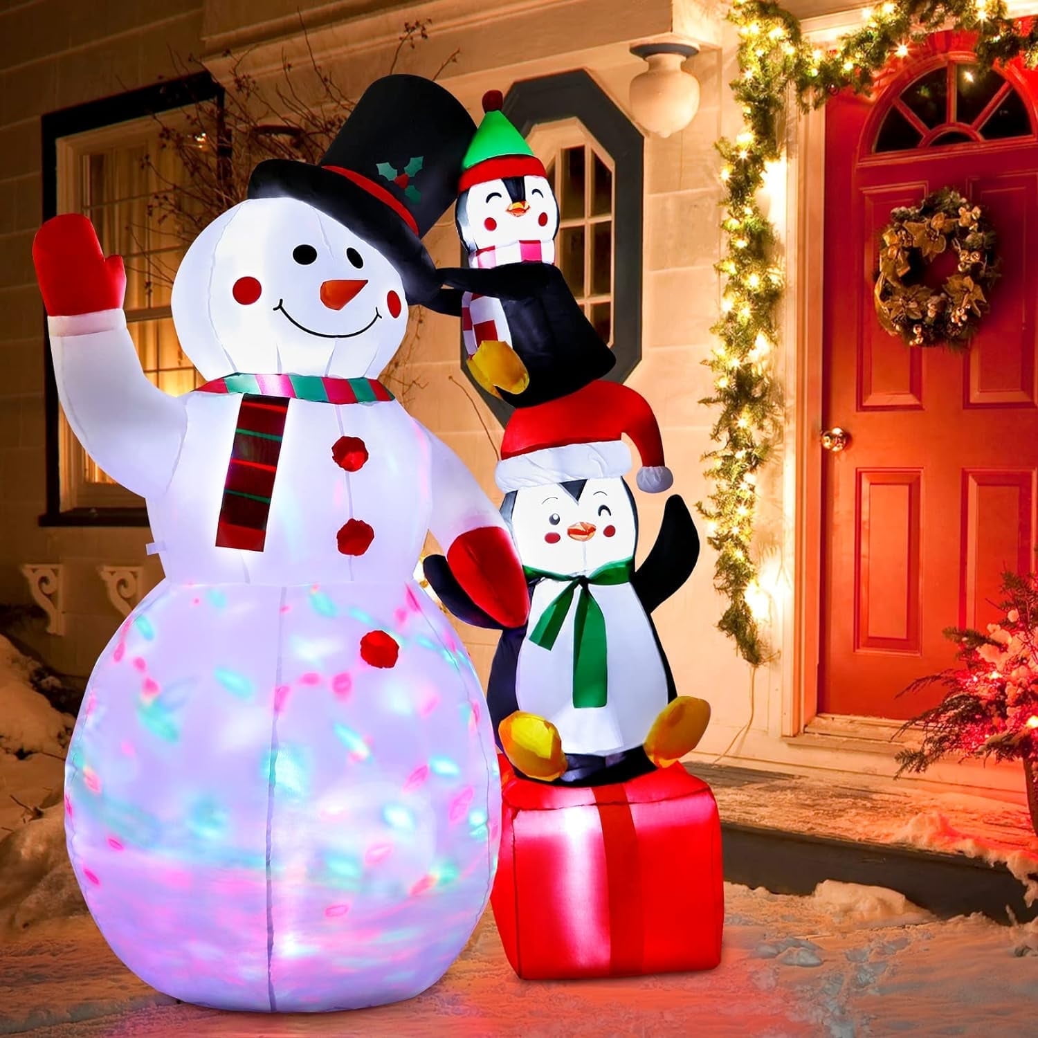 Fouya 6 ft Inflatable Snowman Christmas Outdoor Decoration Blow Up