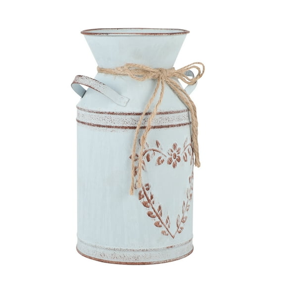 Fovewise 1 Pc Vintage Iron Flower Vase Flower Bucket Vase With Handles Hemp Rope For Flower Arrangement