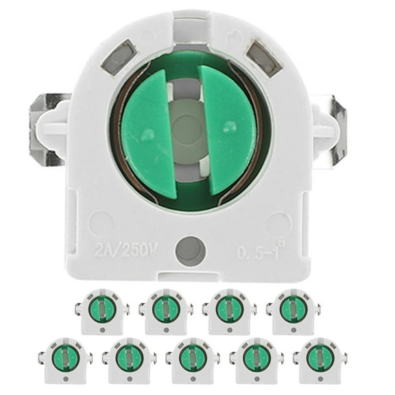 Fovewise 10pcs T8 Lamp Holder Socket Non-Shunted Light Holder For Led Fluorescent Tube White Porcelain Light Socket Base For Home Lighting