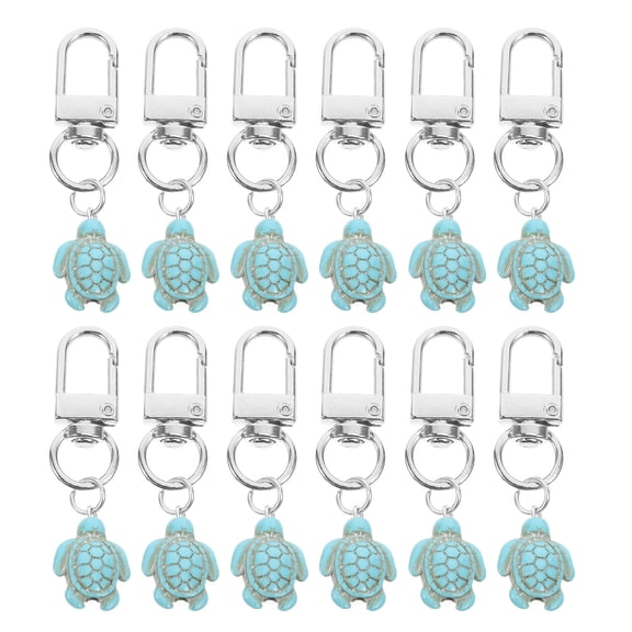 Fovewise 12Pcs Cute Turtle Pendant Keychain For Backpack Mini Tortoise Key Ring Charms Animal Keychain For Bag Car And Beach Accessories Green