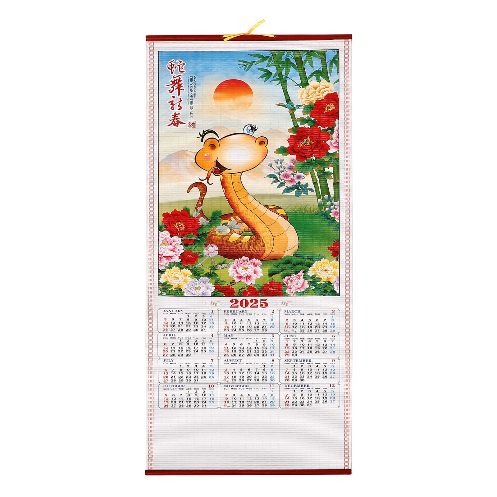 Fovewise Lunar Calendar Hanging 2025 Snake Year Calendar Chinese Scroll