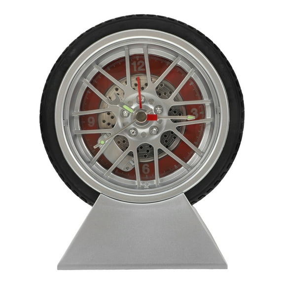 Fovewise Unique Car Tire Desk Clock With Stand Wheel And Tire Desk Clock Quartz Movement For Bedroom Living Room Office Decor